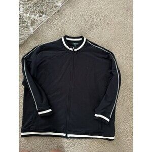 Ralph Lauren Full Zip Tracksuit Jacket Mock Neck Long Sleeve Pockets Black 2XL